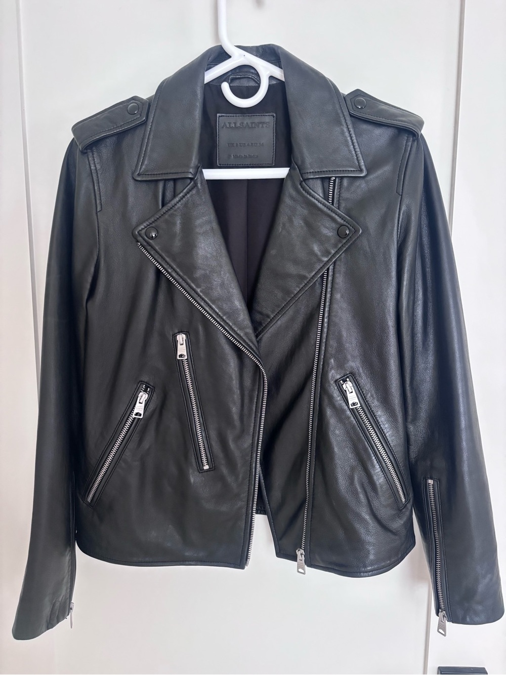 AllSaints Black Elva Leather Moto Jacket